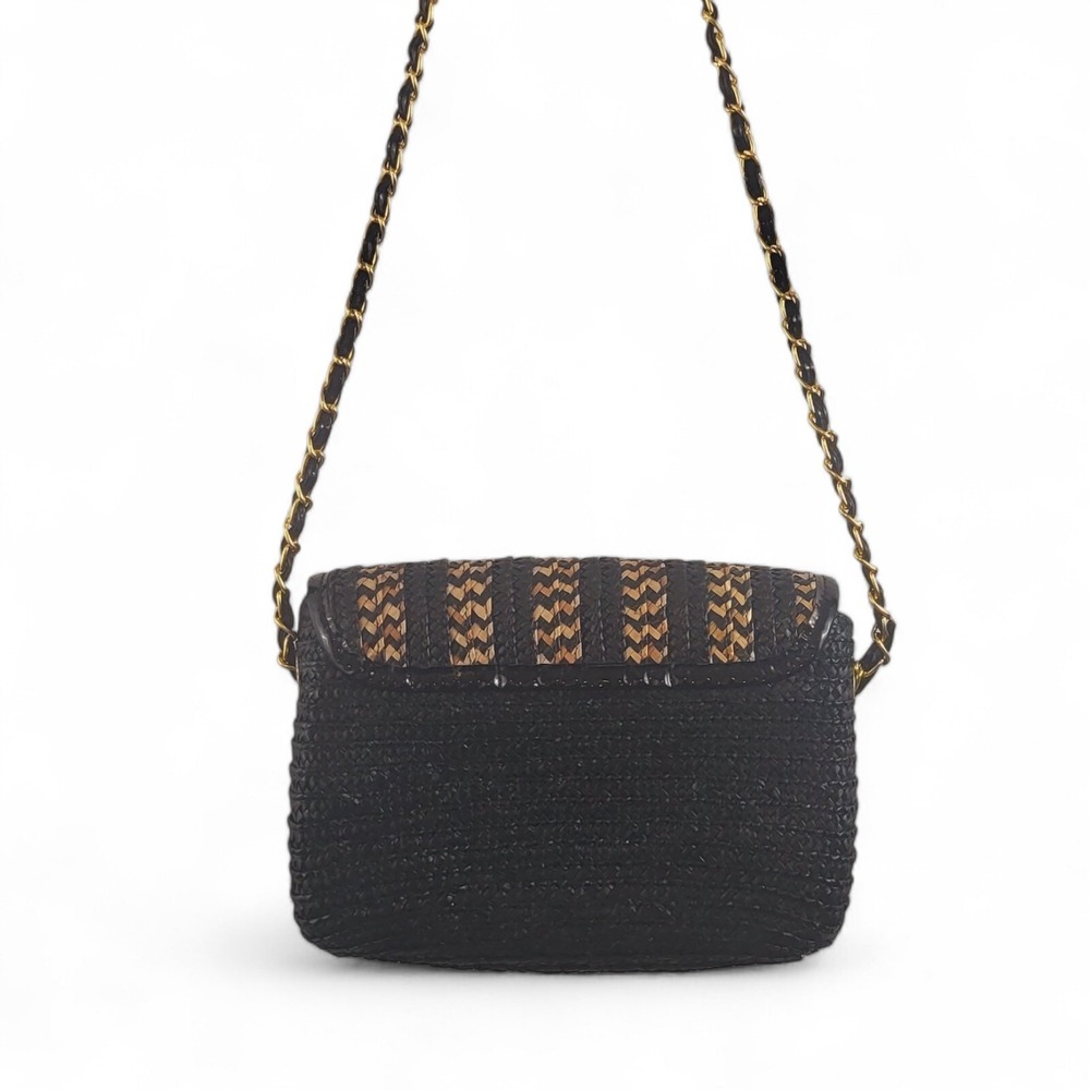 Deena &‎ Ozzy Wheat Straw Paille De Ble Shoulder Bag Golden Chain Woven - Picture 6 of 16